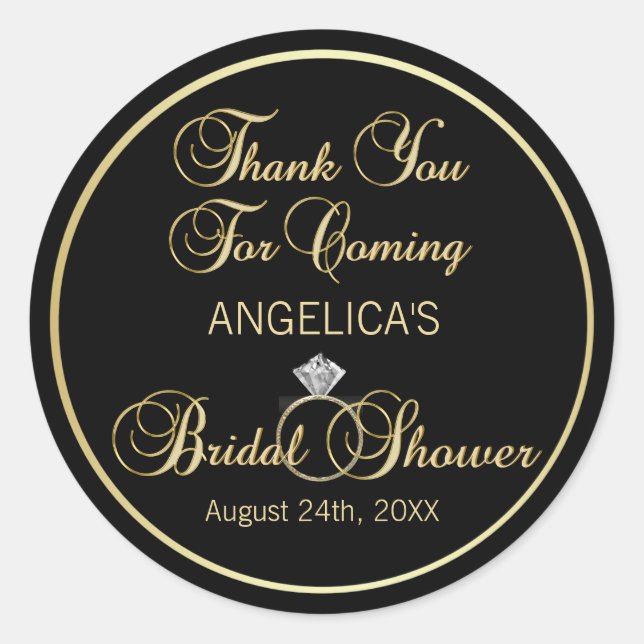 Adesivo Redondo Dourado Negro Personalizado, Chá de panela (Frente)