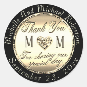 Adesivo Redondo Dourado Obrigado, Clássico Vinheta Redonda