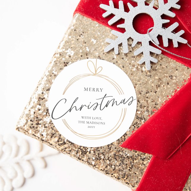 Adesivo Redondo Dourado Ornament Elegante Feliz Natal (Criador carregado)