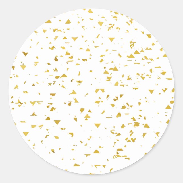 Adesivo Redondo Dourado polo confetti,padrão,branco,chic,elegante, (Frente)