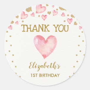 Adesivo Redondo Dourado rosa Namorados de primeiros aniversarios