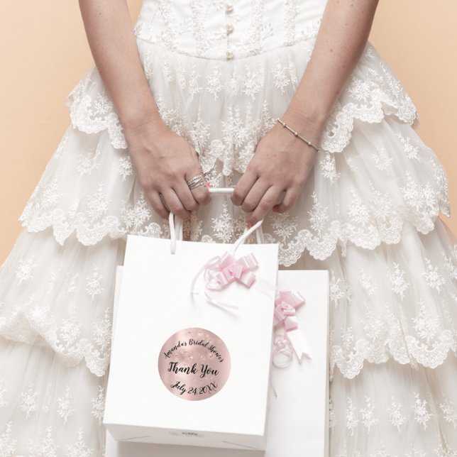 Adesivo Redondo Dourado Rosa Spark Obrigado Chá de panela (Gold Rose Spark Thank You Sweet Bridal Shower Classic Round Sticker)
