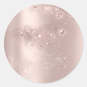 Adesivo Redondo Dourado Rosa Spark Obrigado Chá de panela