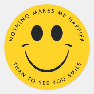 Adesivo Redondo Dourado rosto feliz personalizado