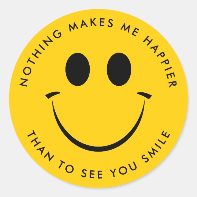 Adesivo Redondo Dourado rosto feliz personalizado (Frente)