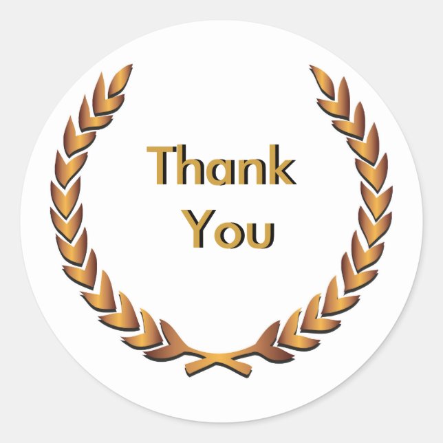 Adesivo Redondo Dourado Russo Laurel Wreath Obrigado (Frente)