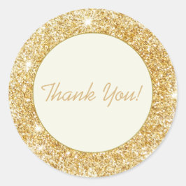 Adesivo Redondo Dourado Script Glitter Obrigado Envelope Selo Favo