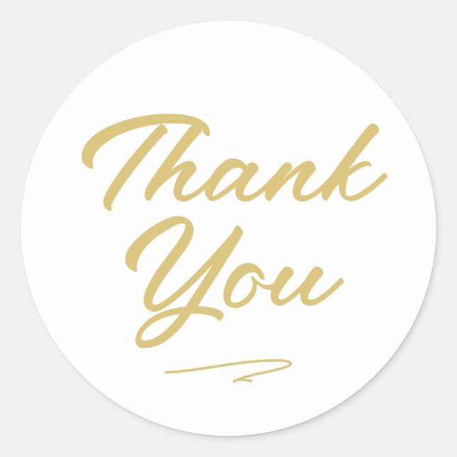 Adesivo Redondo Dourado Script Manuscrito Moderno Faux Muito Obrig (Frente)