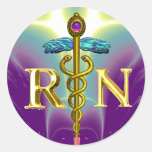 Adesivo Redondo Dourado SÍMBOLO DE ENFERMEIRA REGISTRADO DO CADUE