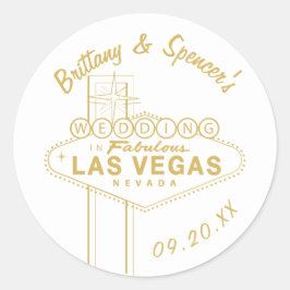 Adesivo Redondo Dourado Sinal de Las Vegas Casamento
