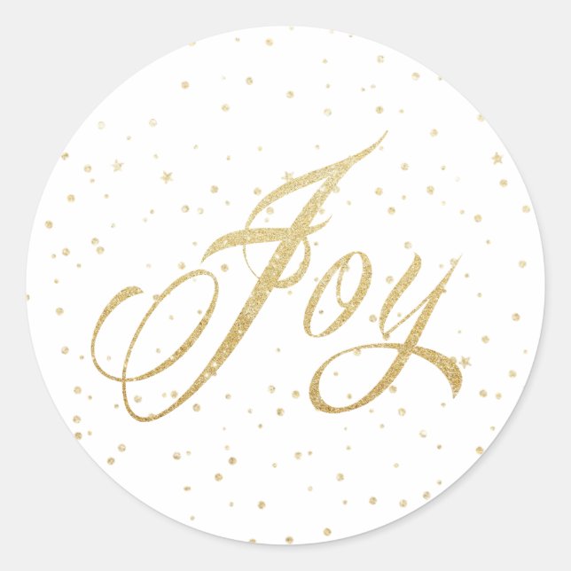 Adesivo Redondo Dourado Sparkles Joy Natal Stickers (Frente)