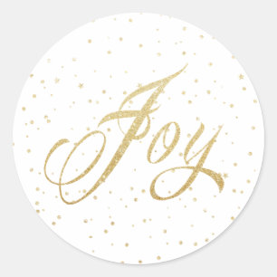 Adesivo Redondo Dourado Sparkles Joy Stickers