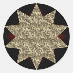 Adesivo Redondo Dourado Starburst Sticker