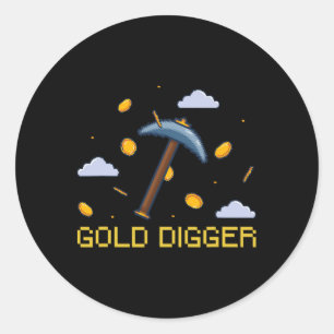 Adesivo Redondo Dourado tesouro caçador de Dourado diafragma Pixel