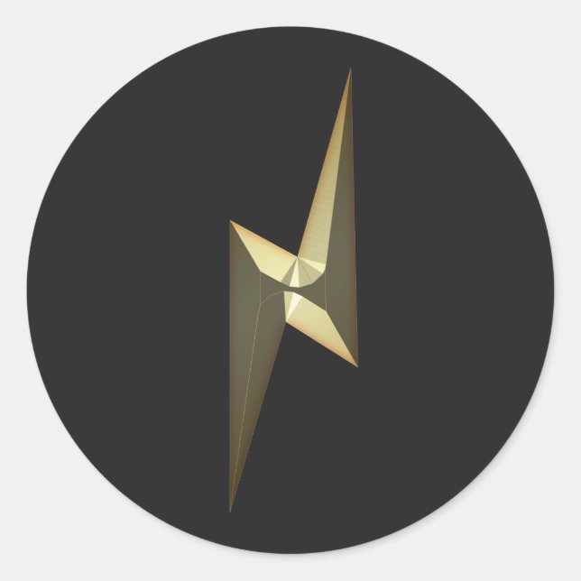 Adesivo Redondo Dourado trovão negro e moderno diversão legal (Frente)