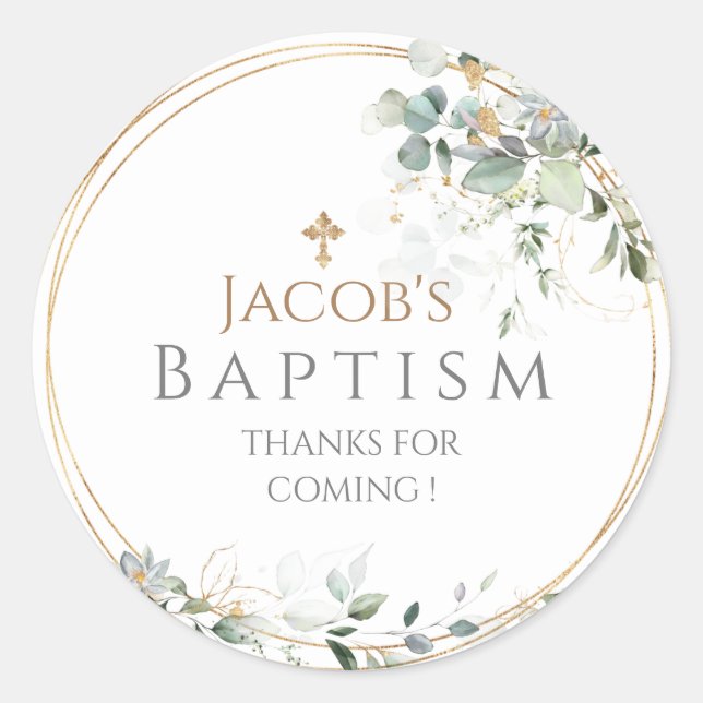 Adesivo Redondo Dourado Verde Eucalyptus Square Sticker (Frente)