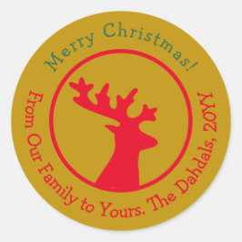 Adesivo Redondo Dourado Vermelho Verde Vermelho de Névoa de Natal