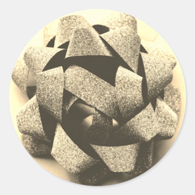 Adesivo Redondo Dourado visual presente arco (Frente)