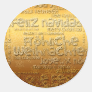 Adesivo Redondo Dourado Weihnachten Navidad R Sticker