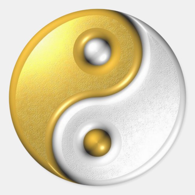 Adesivo Redondo Dourado Ying Yang (Frente)