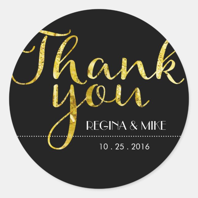 Adesivo Redondo Dourados palestras e roteiro preto Obrigado, paler (Frente)