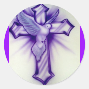 Adesivo Redondo Dove e Cruz