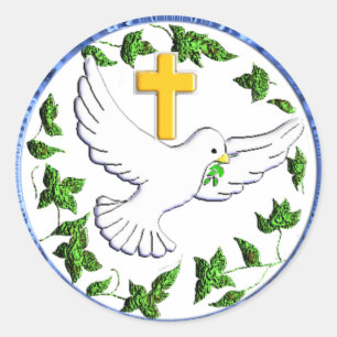 Adesivo Redondo Dove of Peace Christian presentes