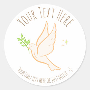 Adesivo Redondo Dove of Peace. Combate à guerra, movimento de paz.