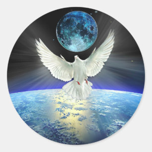 Adesivo Redondo Dove of Peace over Earth from Space