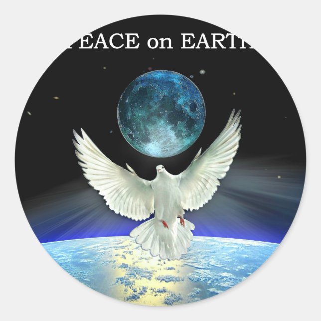 Adesivo Redondo Dove of Peace over Planet Earth (Frente)