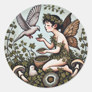 Adesivo Redondo Doves Fairy Dove Fairies