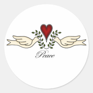 Adesivo Redondo Doves of Peace with Heart Sticker