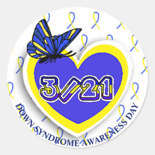 Adesivo Redondo Down Syndrome Awartness Day Sticker 21 de março