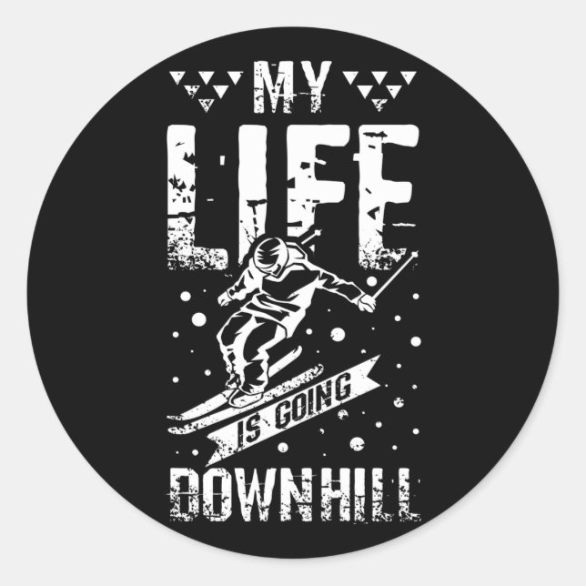 Adesivo Redondo Downhill Skiing (Frente)