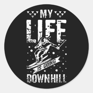 Adesivo Redondo Downhill Skiing