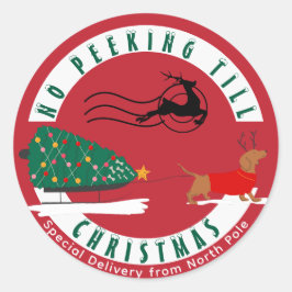 Adesivo Redondo Doxie Feliz e Bright Dachshund Natal