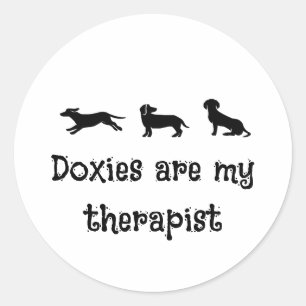 Adesivo Redondo Doxies são meu Terapeuta Cachorrinho Dachshund Fof