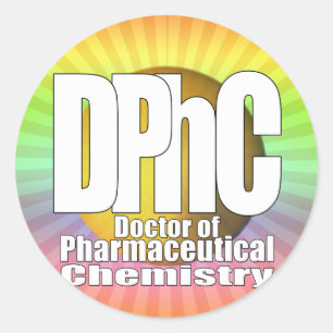 Adesivo Redondo DPhC LOGO Doutor em Química Farmacêutica