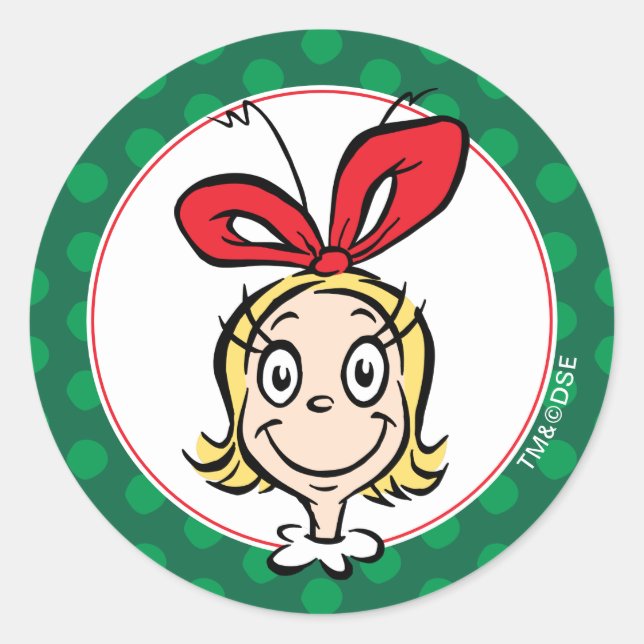 Adesivo Redondo Dr. Seuss | Cindy-Lou, Nice (Frente)