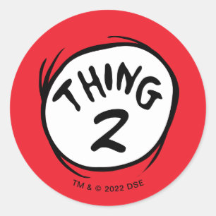Adesivo Redondo Dr. Seuss   Coisa Personalizada Uma Coisa Duas