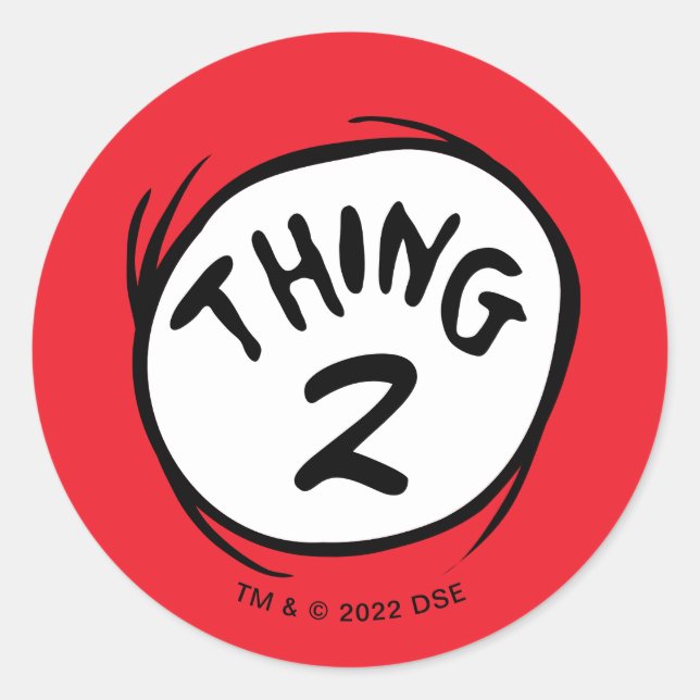 Adesivo Redondo Dr. Seuss | Coisa Personalizada Uma Coisa Duas (Frente)