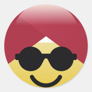 Adesivo Redondo Dr. Social Media Sunglass Turban Emoji Sticker