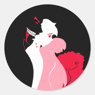 Adesivo Redondo Drácula e seu Vítima Vestido