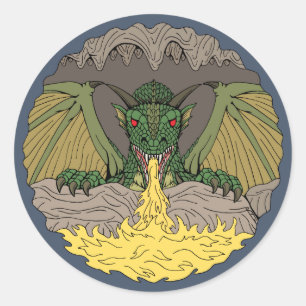 Adesivo Redondo Dragão 2016 da caverna