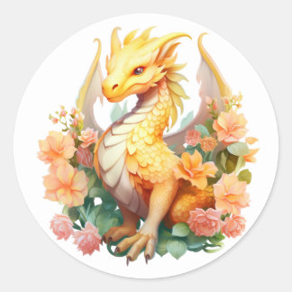 Adesivo Redondo Dragão Amarelo