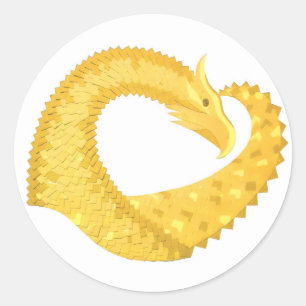 Adesivo Redondo Dragão amarelo no branco