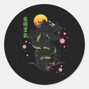 Adesivo Redondo Dragão Asiático Kanji Sakura Ae
