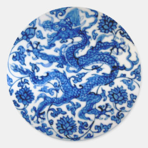 Adesivo Redondo Dragão Azul