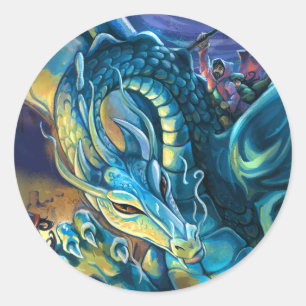 Adesivo Redondo Dragão Azul