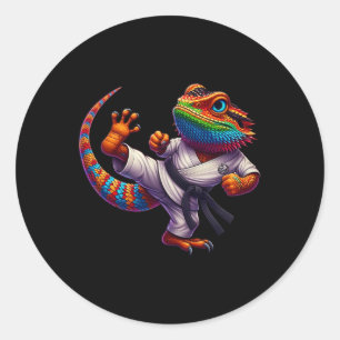 Adesivo Redondo Dragão Barbudo Alto Karate Samurai Ninj
